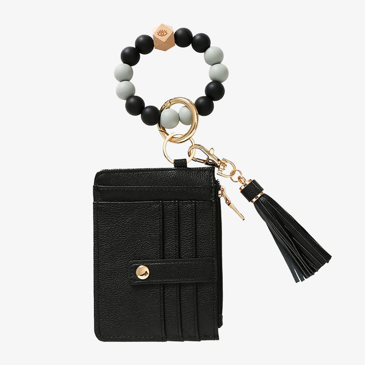 Handgelenktasche mit Silikonperlen und Quaste für Damen