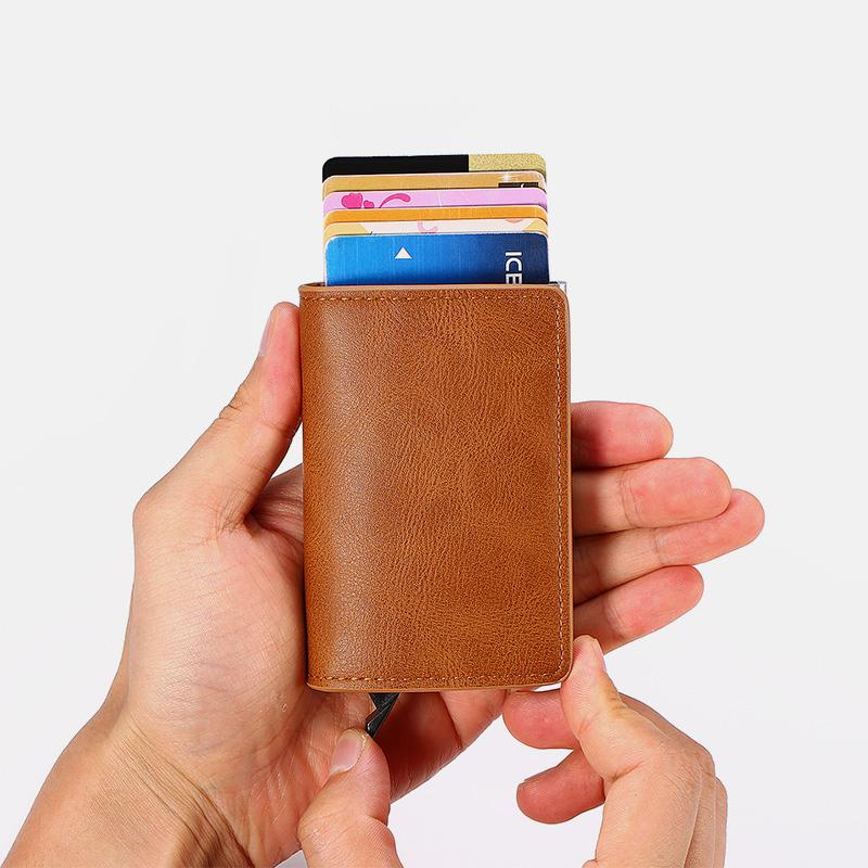 RFID-Kreditkartenhalter mit handdrückbarem Metallkartenetui