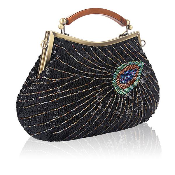 Handgemachte Perlen Clutch Pfau Pailletten Tasche