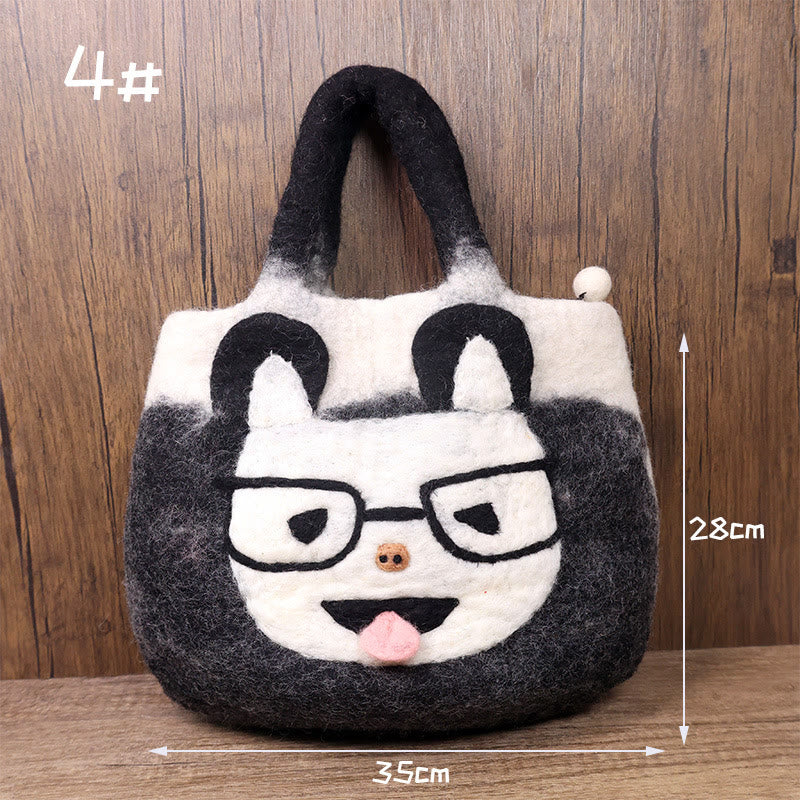 Handgemachte lustige Katze Wollfilz Handtasche süße Tote Hobo Taschen