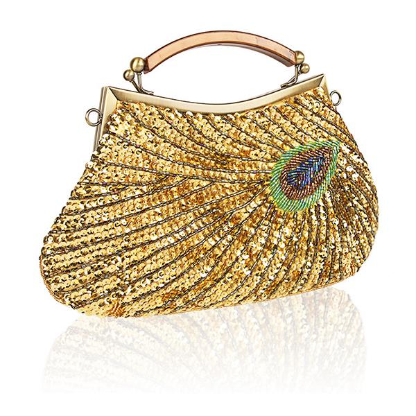 Handgemachte Perlen Clutch Pfau Pailletten Tasche