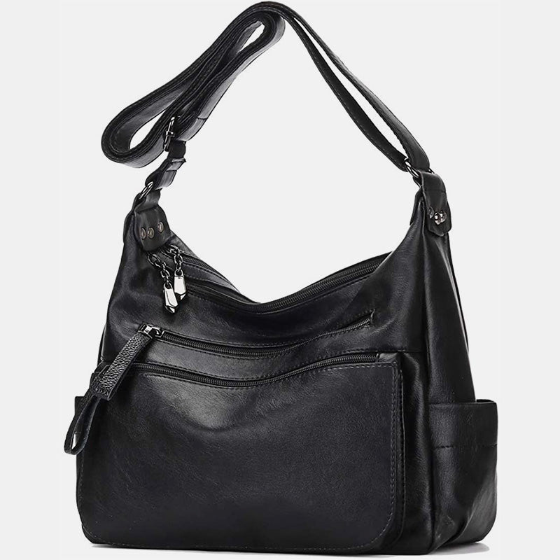 Große Umhängetasche im Retro-Stil mit mehreren Taschen - Schwarz - image 16