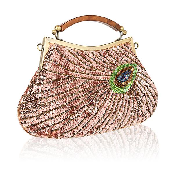 Handgemachte Perlen Clutch Pfau Pailletten Tasche