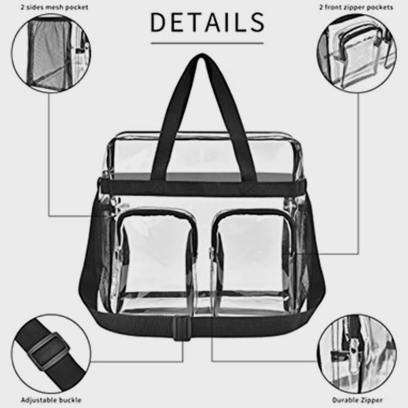 Tragetasche für Ausflüge, tragbare, transparente Umhängetasche mit mehreren Taschen