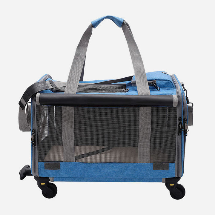 Rolling Pet Carrier Faltbare atmungsaktive Zugstange Haustiertasche