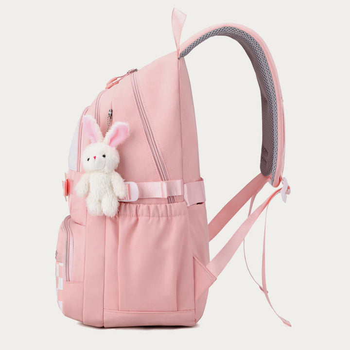 Rucksack für Damen, kariertes Muster, helle Farbe, einfache Schultasche
