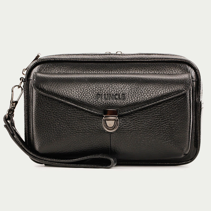 Echtes Leder Clutch Geldbörse Business Handtasche Handgelenk Tasche Fit 7,9 "Handy