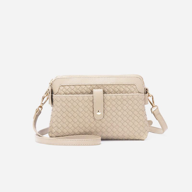 Multifunktionale Unterarmhandtasche für Damen aus gewebtem Leder
