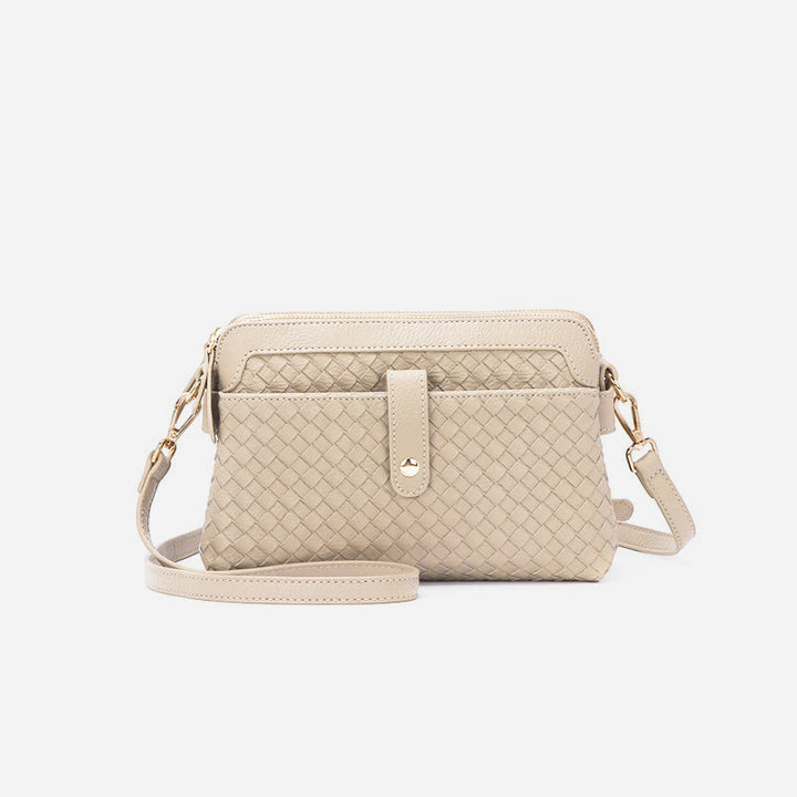 Multifunktionale Unterarmhandtasche für Damen aus gewebtem Leder