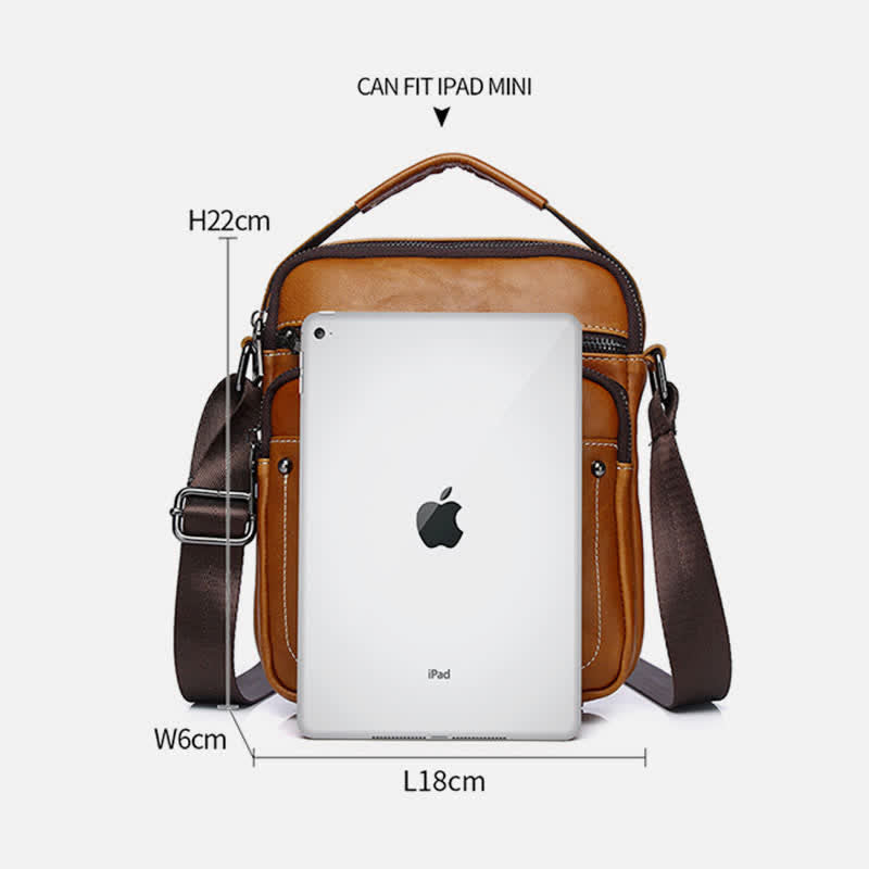 Kleine Umhängetasche aus Leder für Herren, Retro-Arbeits- und Business-Schulterhandtasche
