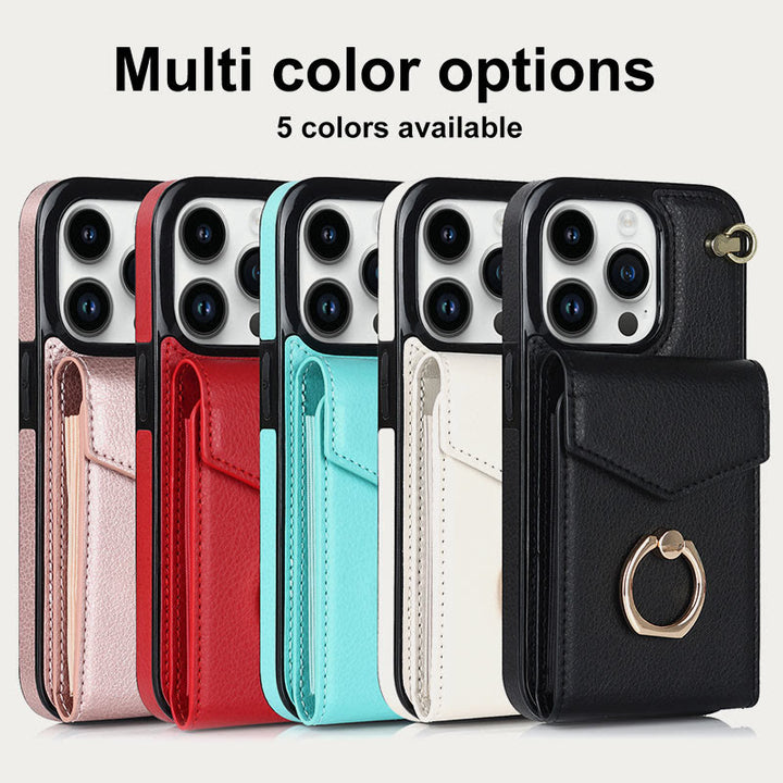 Brieftaschen-Telefonhülle für iPhone, lässig, Leder, Schnalle, Kartenhalter