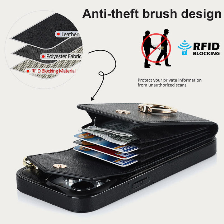 Brieftaschen-Telefonhülle für iPhone, lässig, Leder, Schnalle, Kartenhalter