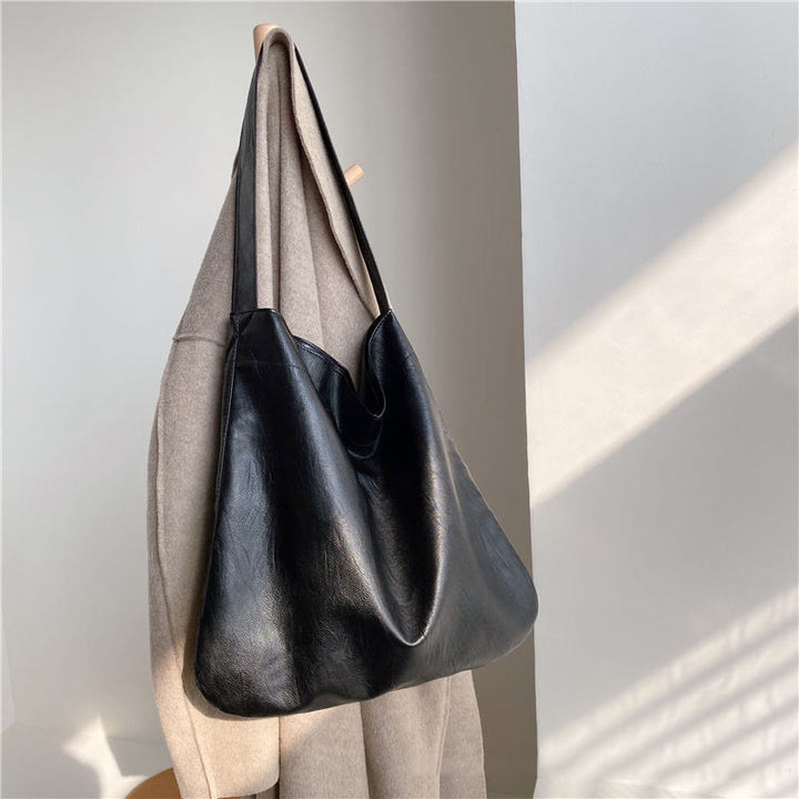 Weiche Tragetasche aus veganem Leder für Damen, klassische Pendler-Umhängetasche