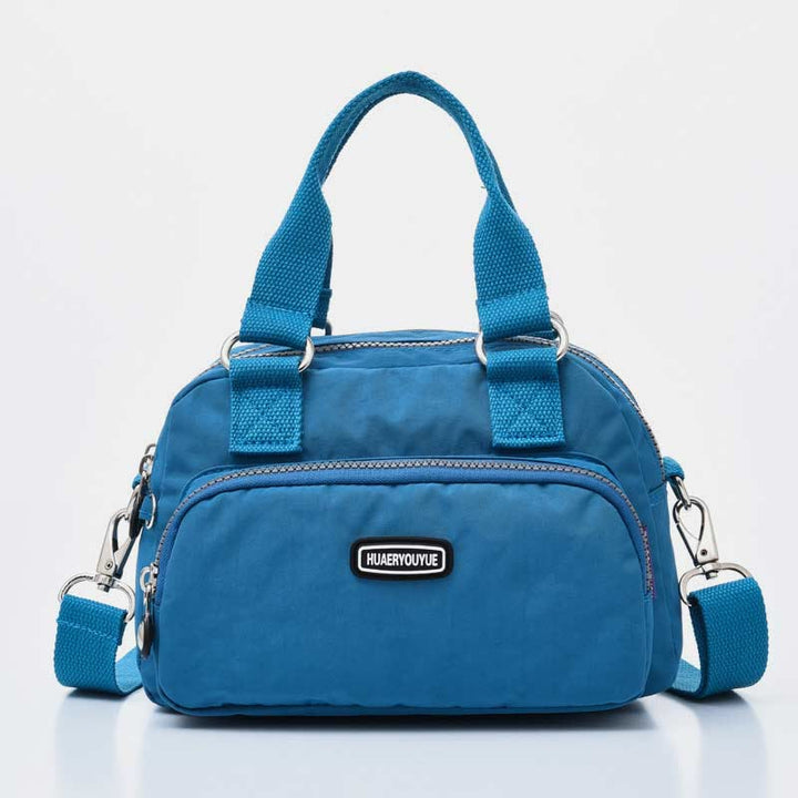 Handtasche für Damen, lila, Nylon, leicht, Einkaufstasche mit Reißverschluss