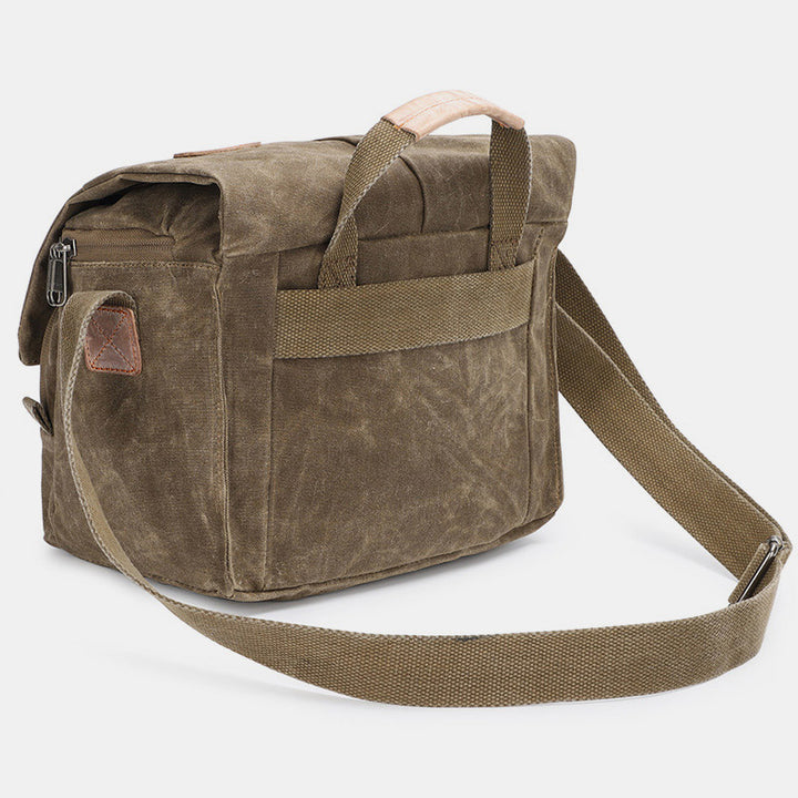 Retro gewachste Leinwand-Kameratasche DSLR SLR gepolsterte Umhänge-Schultertasche