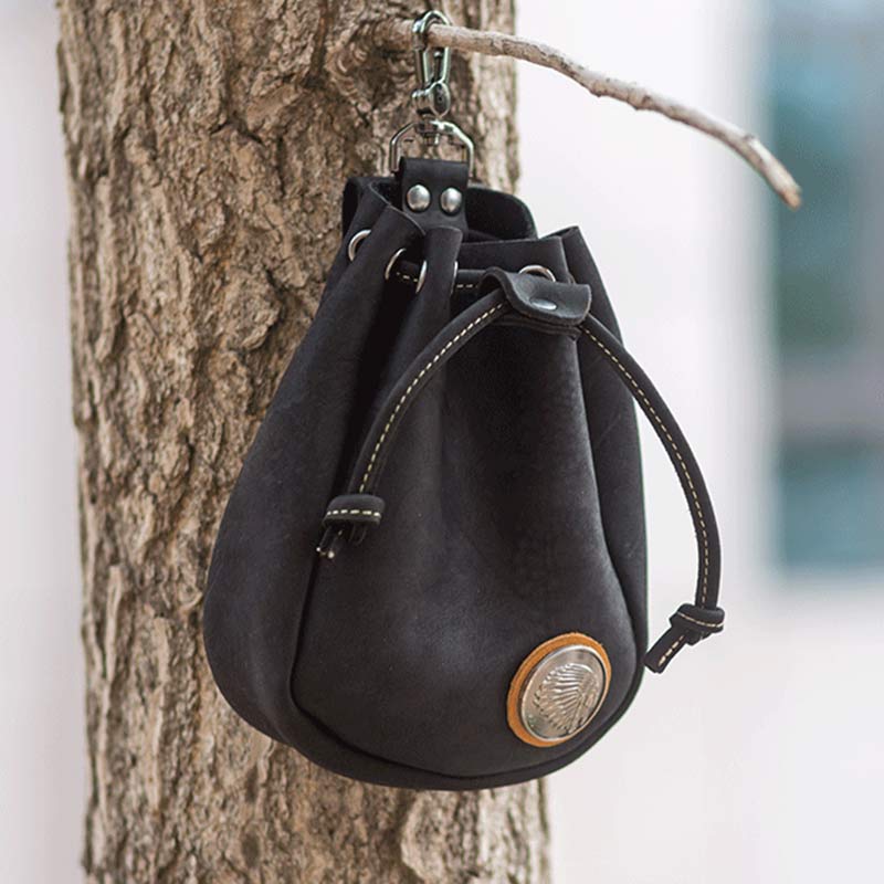 Retro Unisex Hüfttasche Kleine Kordelzug Leder Gürteltasche