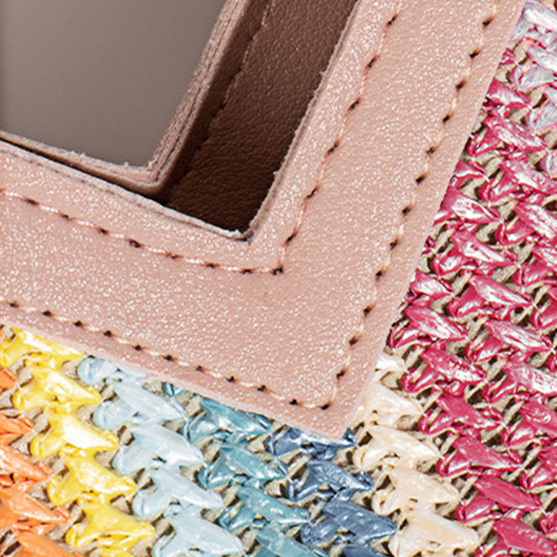 Handtasche für Damen, Einkaufskorb, leichte, unregelmäßige Stroh-Umhängetasche