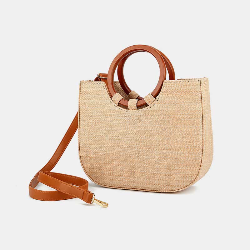 Umhängetasche für Damen, Bohemian-Stil, für Reisen und Strand, Stroh-Schultertasche