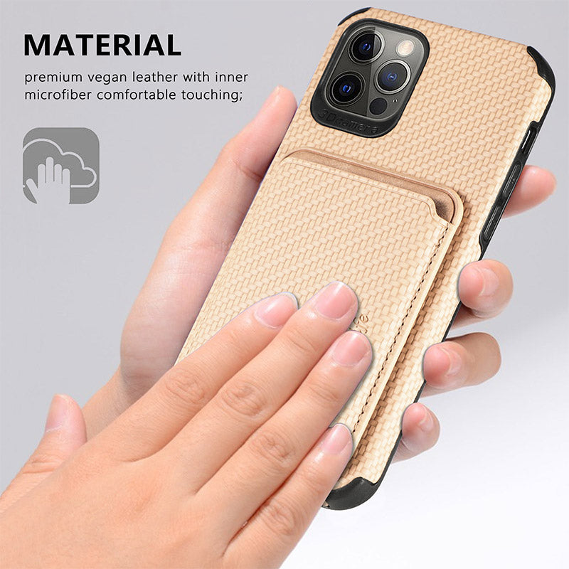 Magnetische Telefon-Geldbörse für iPhone-Telefonhülle mit Faserstruktur und magnetischem Kartenhalter