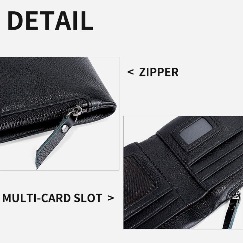 Geldbörse für Herren aus echtem Leder mit RFID-Schutz und antimagnetischem Münzclip