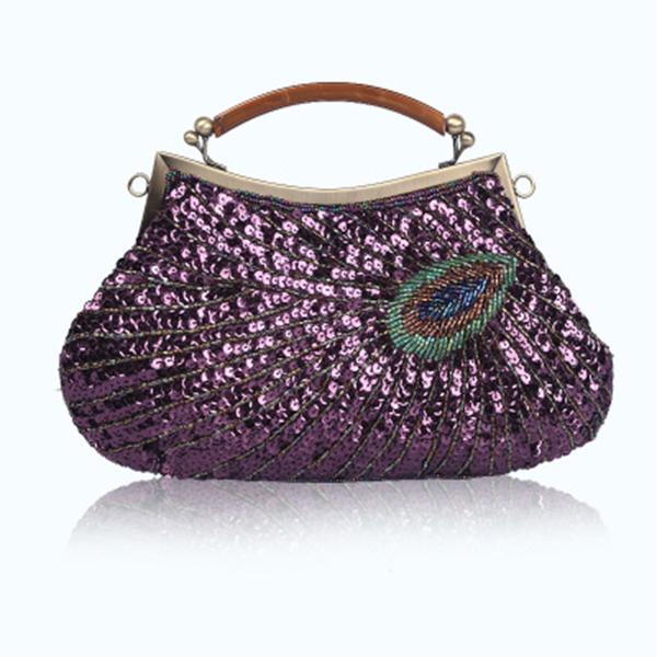 Handgemachte Perlen Clutch Pfau Pailletten Tasche