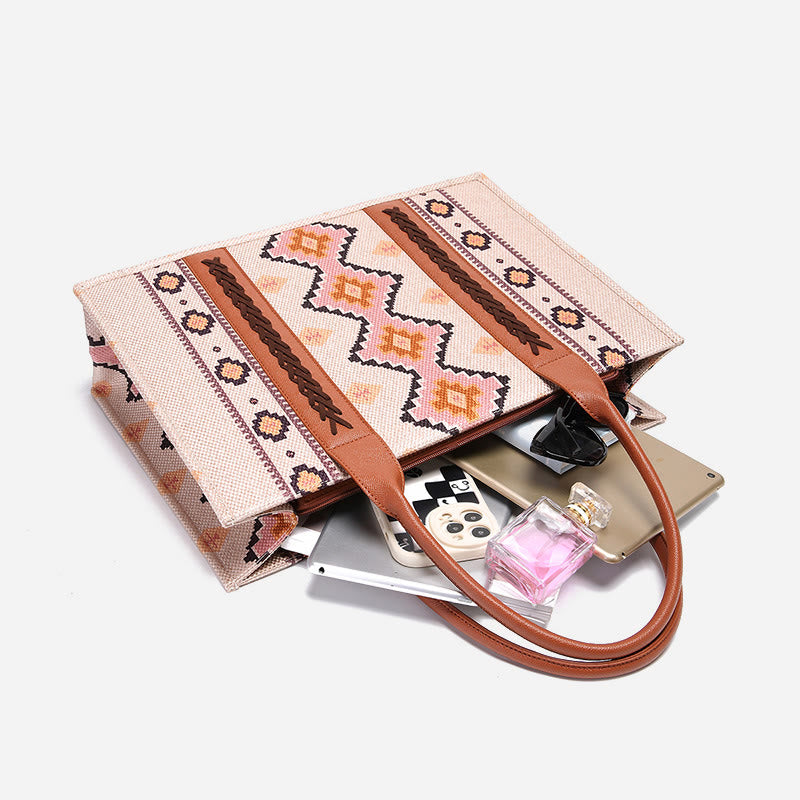 Vintage Leinen Baumwolle Handtasche für Frauen Bohemian Crossbody Tote