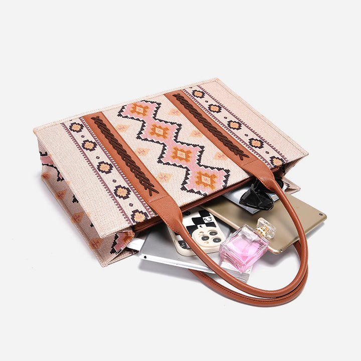 Vintage Leinen Baumwolle Handtasche für Frauen Bohemian Crossbody Tote