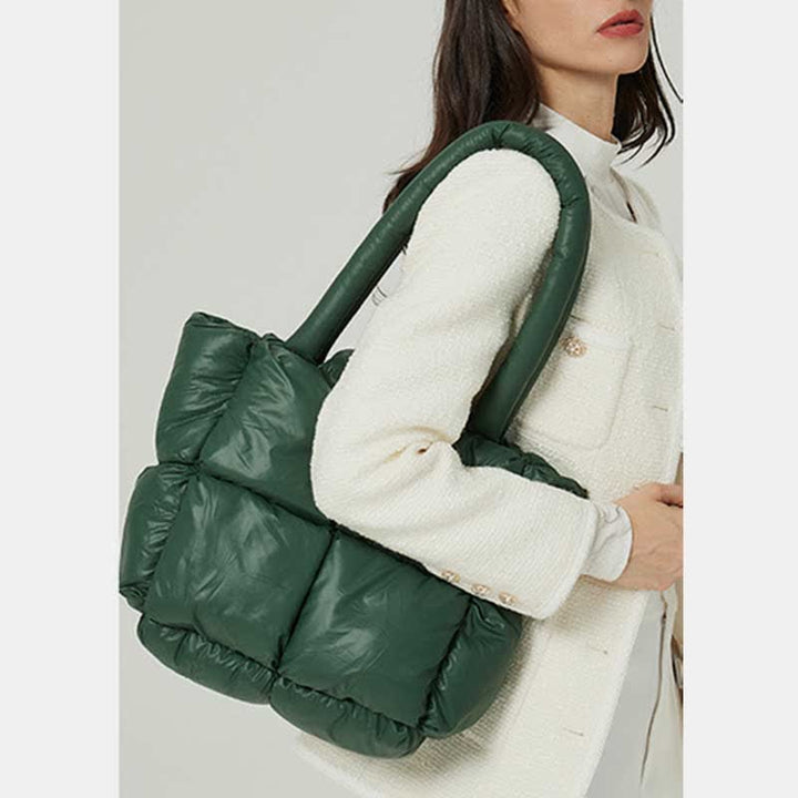 Gesteppte Puffer-Einkaufstasche mit großem Fassungsvermögen für Damen, weich gepolsterte Daunenhandtasche