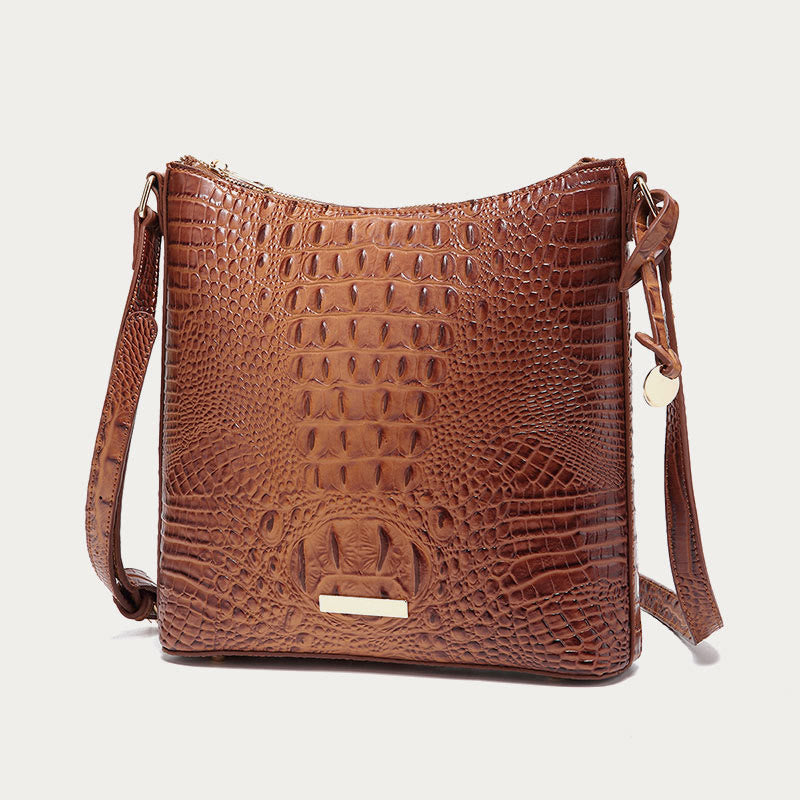 Umhängetasche für Damen, Retro-Krokodilmuster, Leder, Dating-Tasche