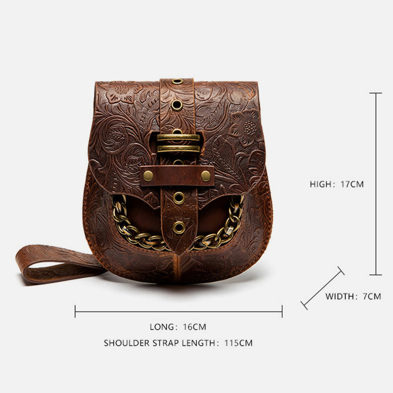 Retro-Umhängetasche für Damen mit Steampunk-Prägung, Umhängetasche mit Kette