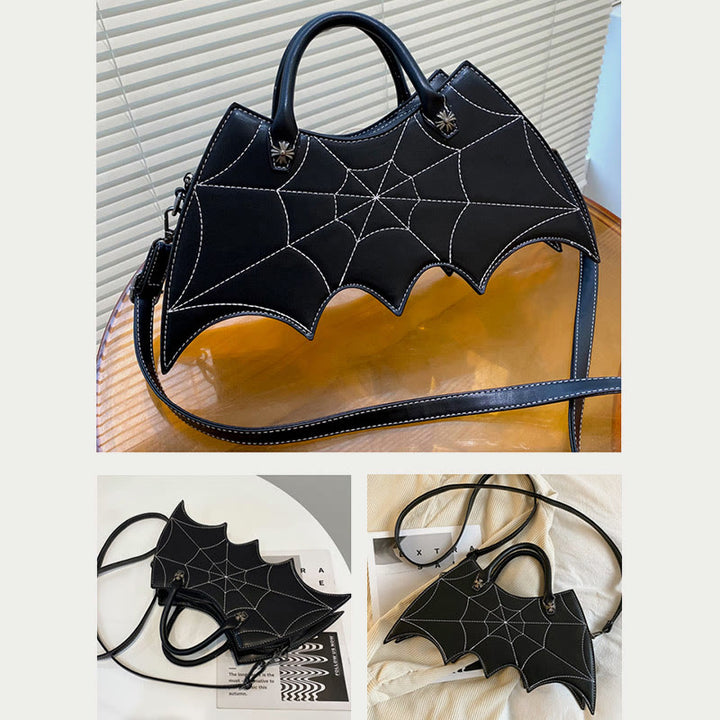 Umhängetasche für Halloween-Outfit, kreatives Fledermausmuster, Ledertasche