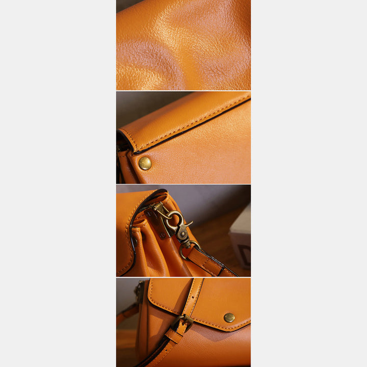 Retro Echtleder Handgemachte Umhängetasche Multi-Slot Schultertasche