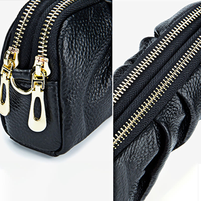 Clutch aus Rindsleder mit zwei Fächern, Handgelenktasche für Damen