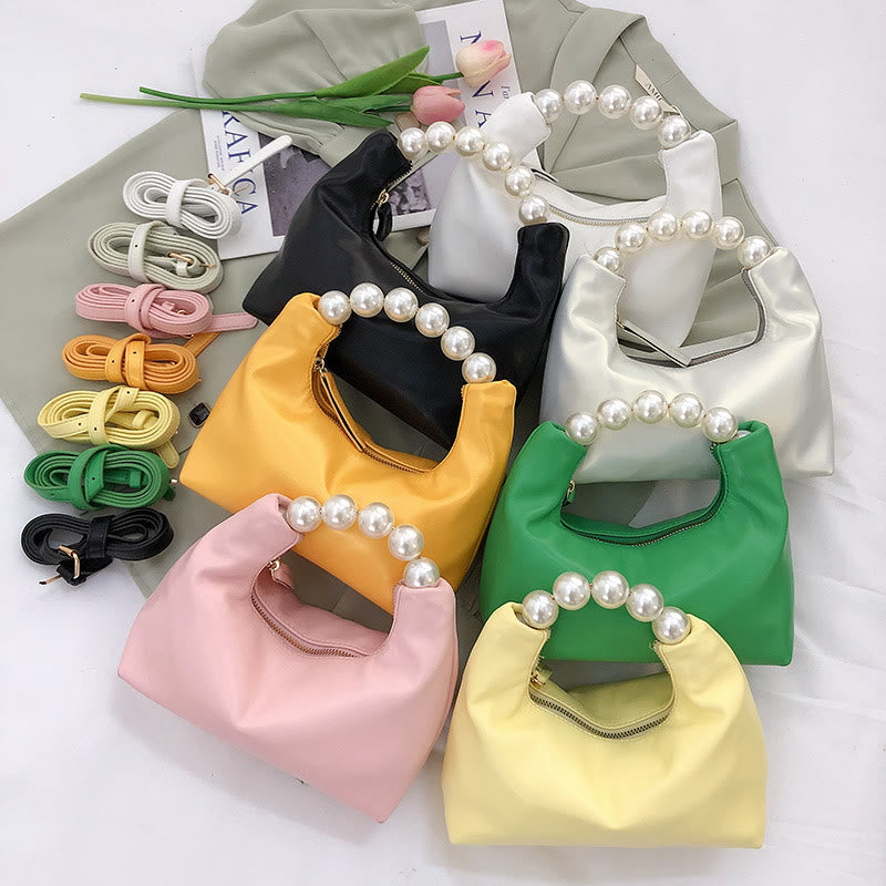 Perlenhandtasche für Damen, Party, veganes Leder, Umhängetasche, Abendtasche