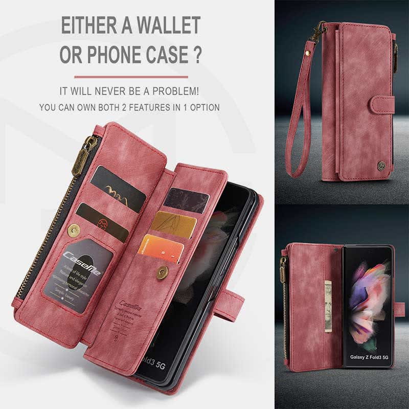 Schutzhülle für Galaxy Z Fold 3 4 5, Brieftaschenformat, mit Kartenhalter, magnetischem Ständer, für Damen und Herren