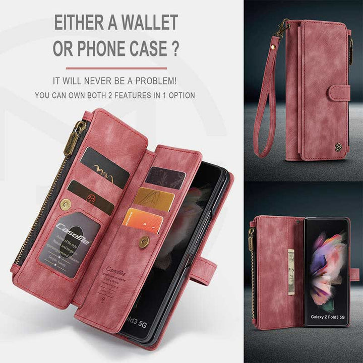 Schutzhülle für Galaxy Z Fold 3 4 5, Brieftaschenformat, mit Kartenhalter, magnetischem Ständer, für Damen und Herren