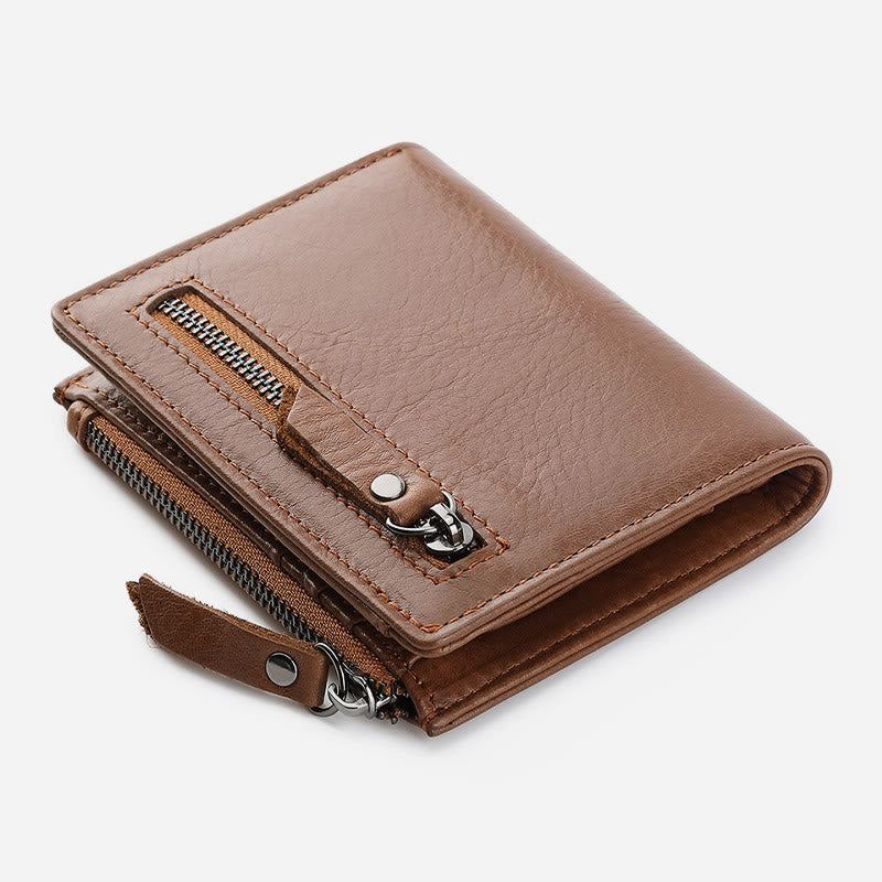 Echtes Leder RFID Geldbörse für Männer Minimalistische große Retro Geldbörse