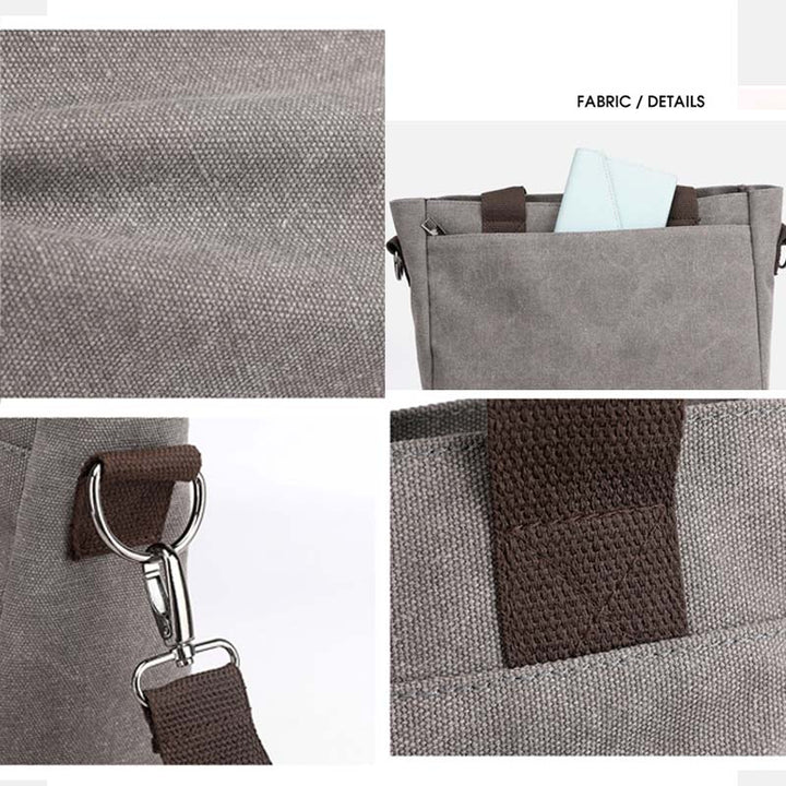 Damen Handtasche aus Canvas mit Griff und mehreren Taschen, Umhängetasche, Schultertasche, Tote, Geldbörse