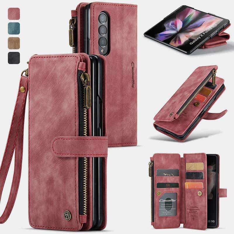 Schutzhülle für Galaxy Z Fold 3 4 5, Brieftaschenformat, mit Kartenhalter, magnetischem Ständer, für Damen und Herren