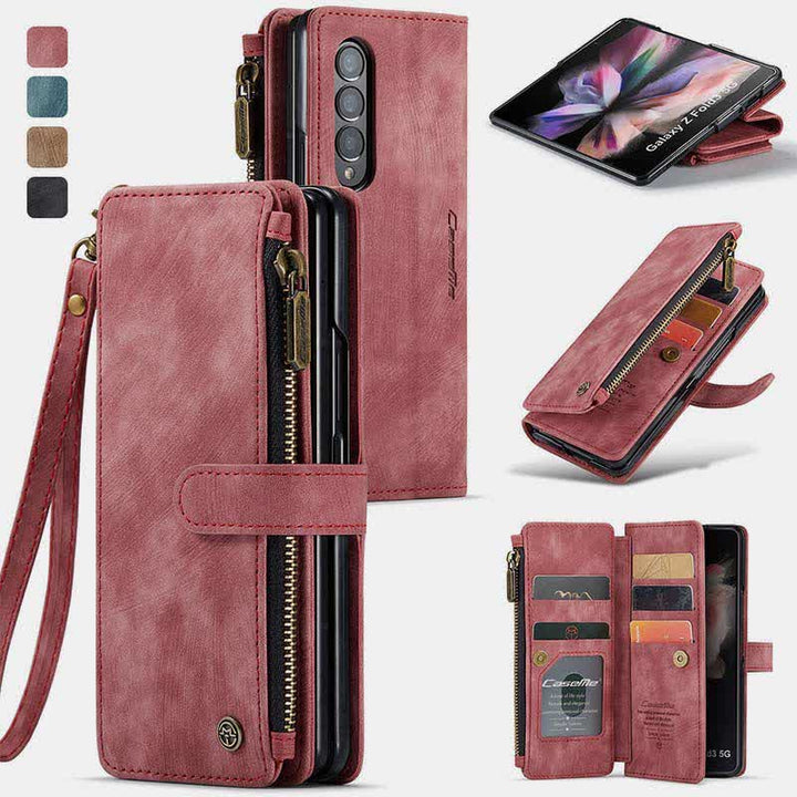 Schutzhülle für Galaxy Z Fold 3 4 5, Brieftaschenformat, mit Kartenhalter, magnetischem Ständer, für Damen und Herren