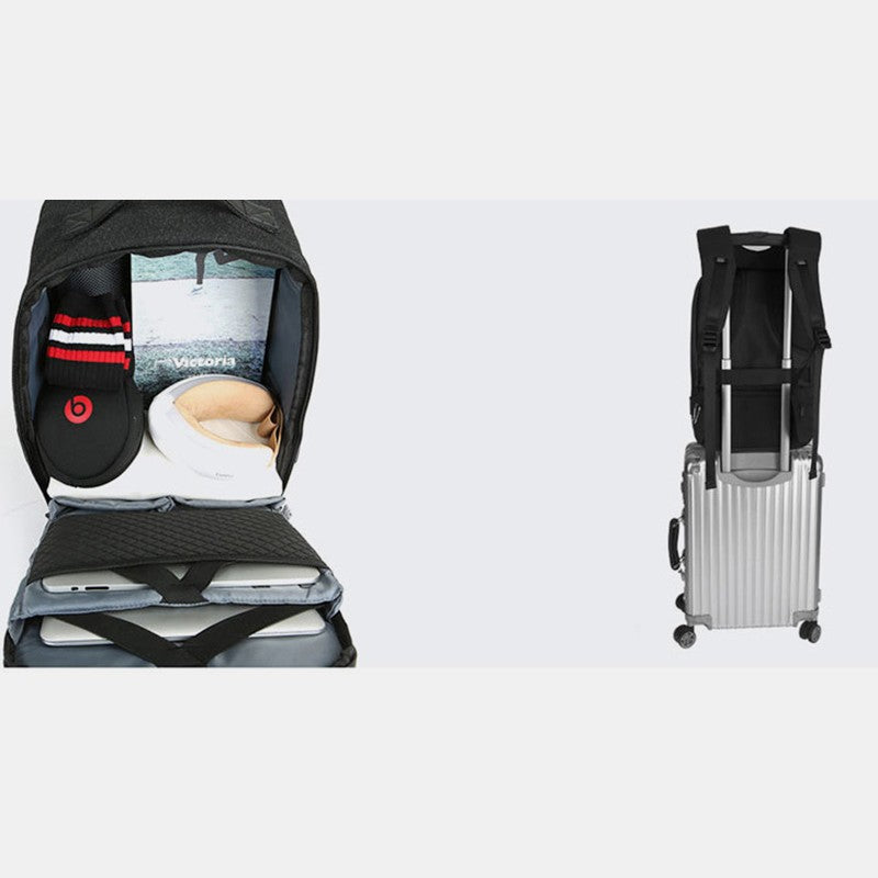 Robuster 15-Zoll-Business-Laptop-Rucksack für unterwegs mit USB-Ladeanschluss und Kopfhöreranschluss