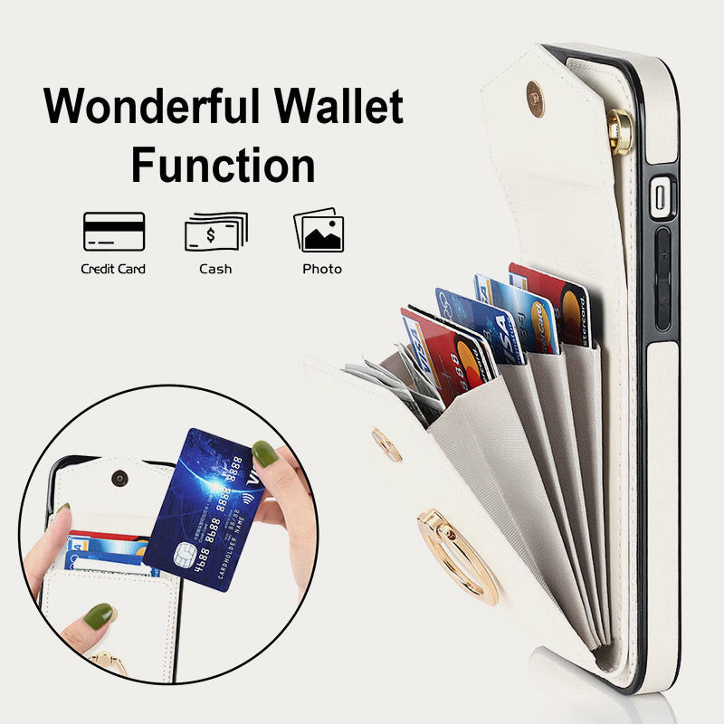 Brieftaschen-Telefonhülle für iPhone, lässig, Leder, Schnalle, Kartenhalter