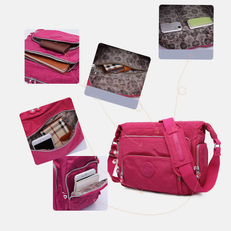 Umhängetasche für Damen, leicht, mehrere Taschen, lässige Schultertasche aus Segeltuch