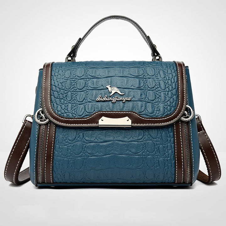 Handtasche mit Krokodil-Print für Damen, geräumige Umhängetasche aus PU-Leder