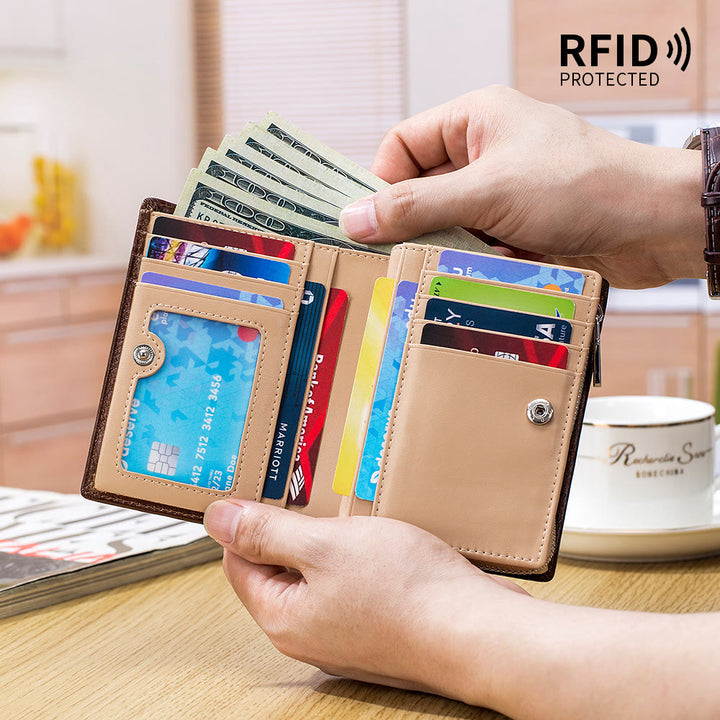 Herren Kurze Brieftasche Für Business Retro Multifunktions Leder Geldbörse