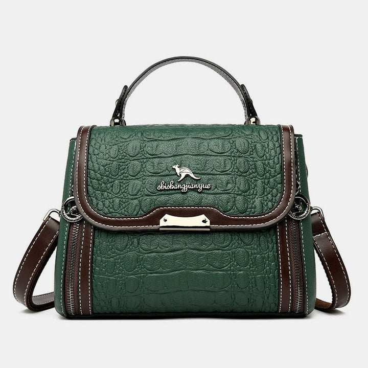 Handtasche mit Krokodil-Print für Damen, geräumige Umhängetasche aus PU-Leder