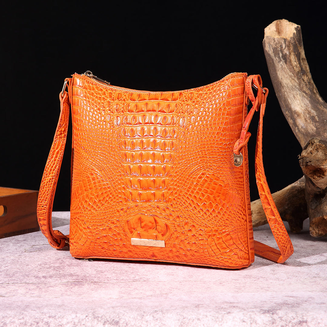 Umhängetasche für Damen, Retro-Krokodilmuster, Leder, Dating-Tasche