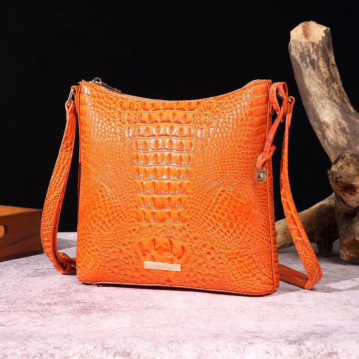 Umhängetasche für Damen, Retro-Krokodilmuster, Leder, Dating-Tasche