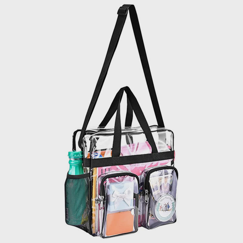 Tragetasche für Ausflüge, tragbare, transparente Umhängetasche mit mehreren Taschen