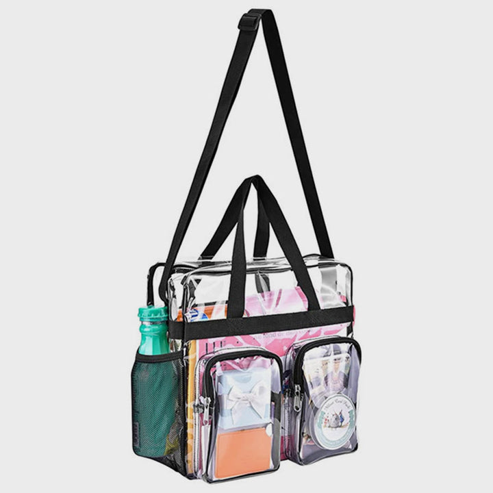Tragetasche für Ausflüge, tragbare, transparente Umhängetasche mit mehreren Taschen